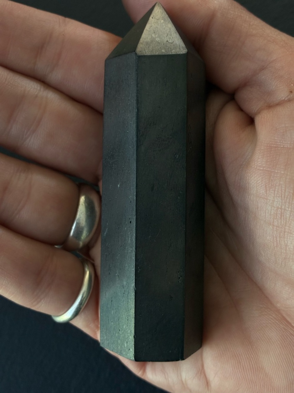 Shungite Hexagonal Pointed Crystal Tower - Picture 9 of 9
